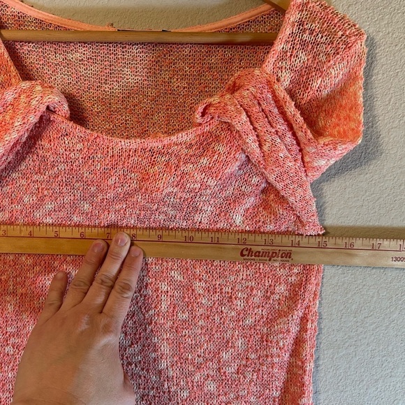 Women’s Cozy Top Size XS Open Knit Long Sleeve Peach Comfy Casual Stretch Lounge - Picture 8 of 15